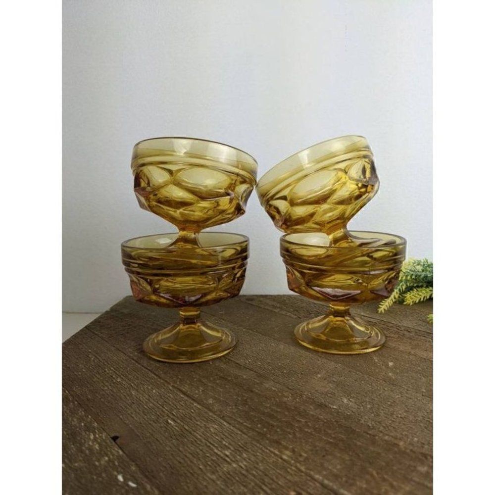 Anchor Hocking Fairfield dessert glass, yellow parfait cup set of 4